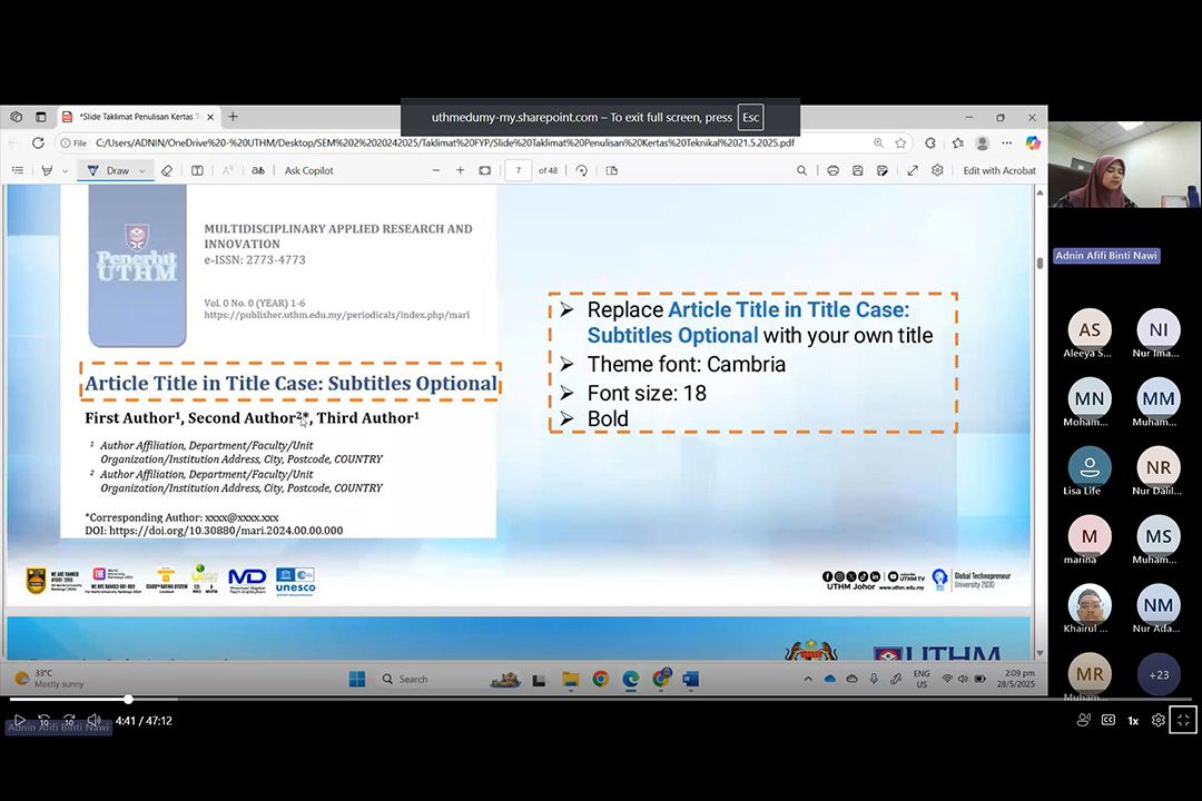 Perkukuh Kemahiran Penulisan Kertas Teknikal: Pelajar Diploma Sains Gunaan Ikuti Taklimat Secara Dalam Talian
