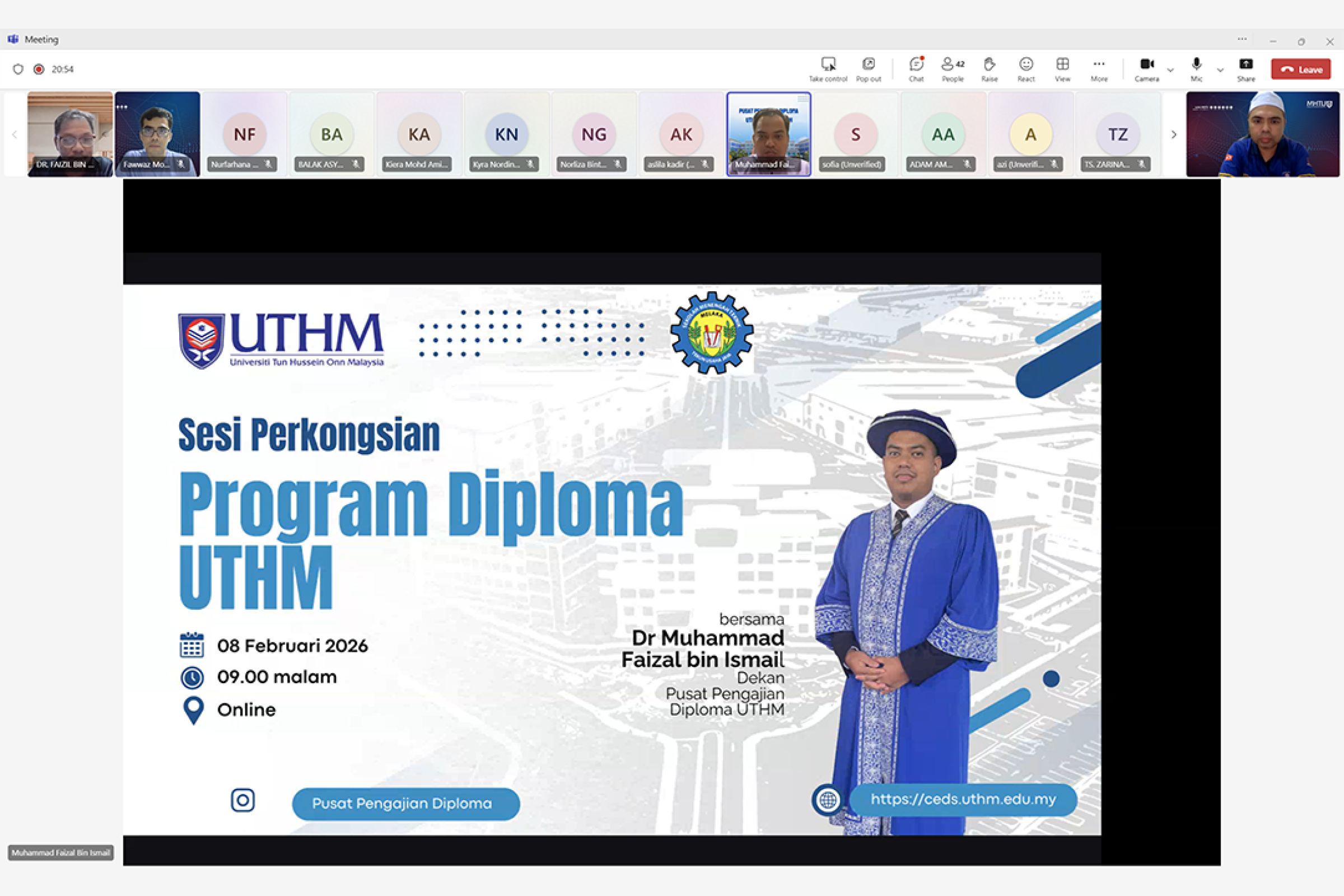 Promosi Program Diploma UTHM Secara Dalam Talian Bersama Pelajar Lepasan SPM SMT Melaka dan Ibu Bapa