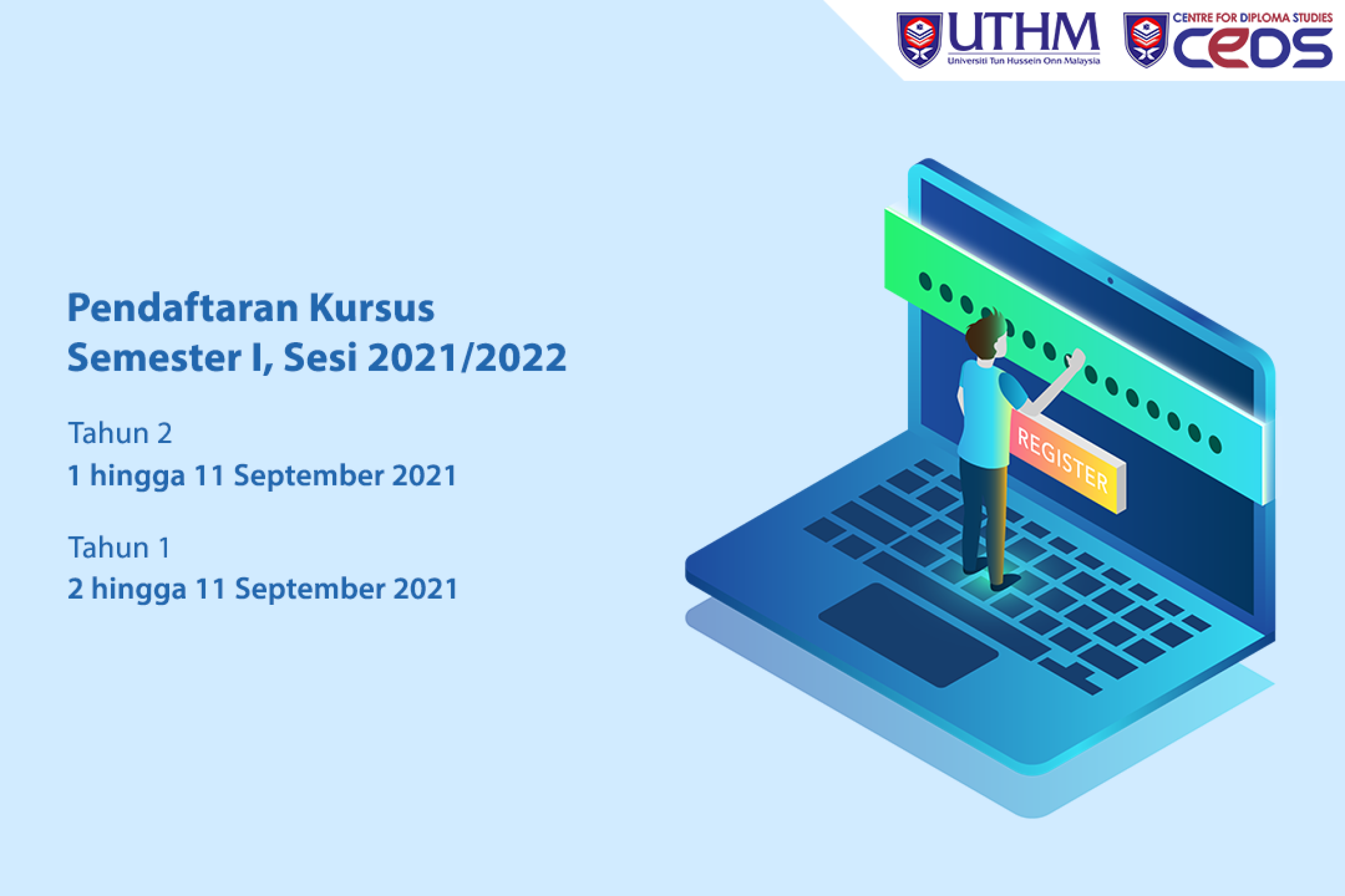 Pendaftaran Kursus Semester I, Sesi 2021/2022